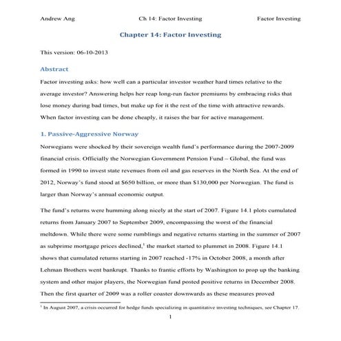 Factor investing, andrew ang 12-17-2013