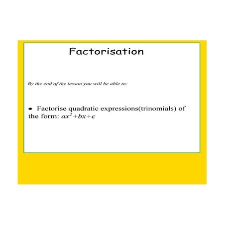 Factorising quadratic expressions 2