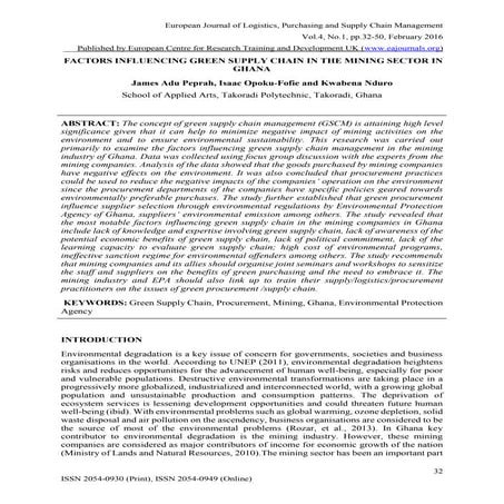 Factors influencing-green-supply-chain-in-the-mining-sector-in-ghana