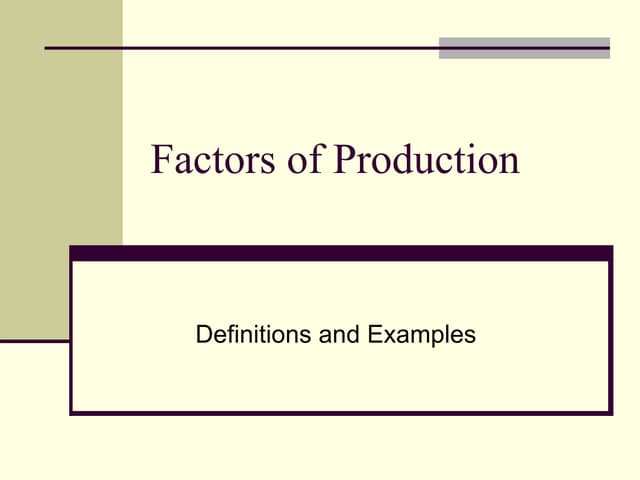 Factors of Production