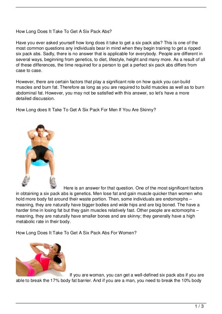 Factors That Affect The Time Needed To Build The Six Pack Abs