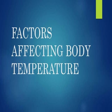 Factors affecting body temperature