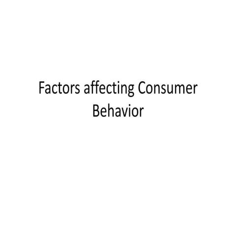 Factors affecting consumer behaviour