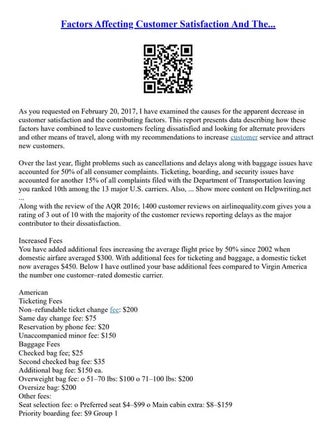 Factors Affecting Customer Satisfaction And The...