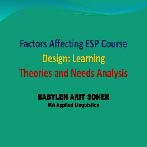 Factors affecting esp course designppt