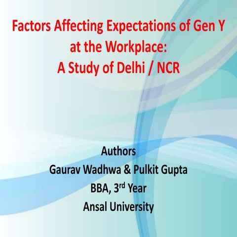 Expectations of gen y at Workplace