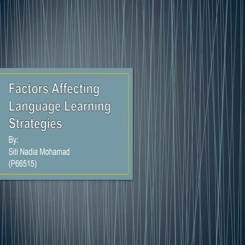 Factors affecting language learning strategies
