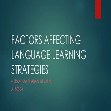 Factors affecting language learning strategies