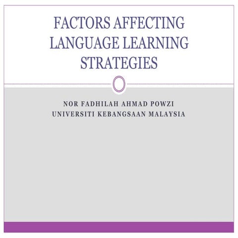 Factors Affecting Language Learning Strategies