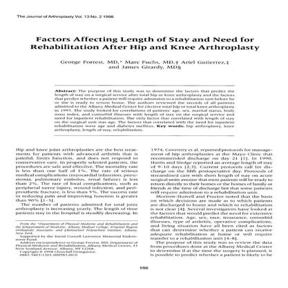 Factors affecting length of stay and need for rehabilitation after hip ...