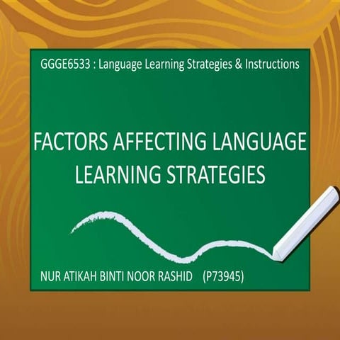 Factors Affecting Language Learning Strategies