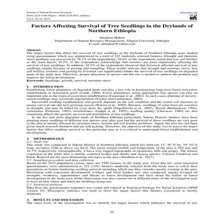 Factors affecting survival of tree seedlings in the drylands of