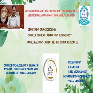 Clinical laboratory technology - Factors affecting the clinical results