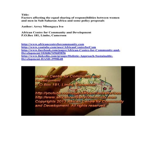 Factors affecting the equal sharing of responsibilities between women and men...