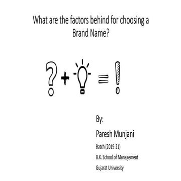 Factors behind choosing a Brand Name