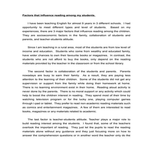 Factors influence reading | DOC