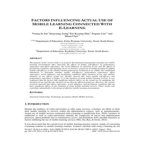 Factors influencing actual use of