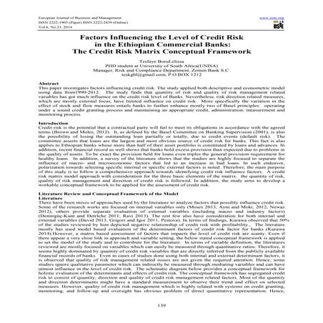 Factors influencing the level of credit risk