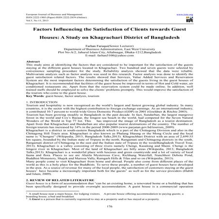 Factors influencing the satisfaction of clients towards guest houses a study ...