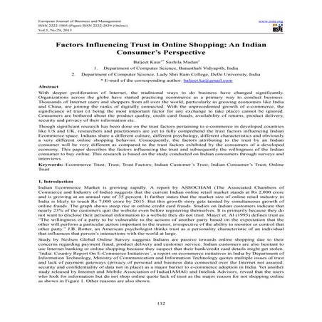 Factors influencing trust in online shopping | PDF