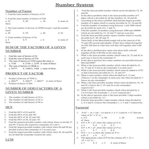 Factors n multiple hcf and lcm remaindder