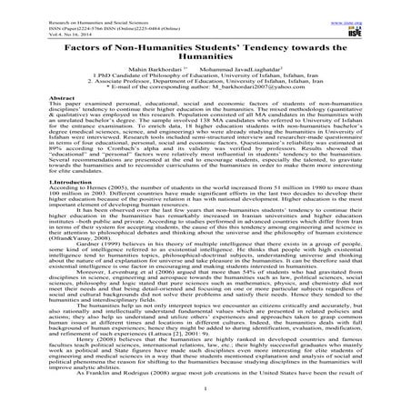 Factors of non humanities students’ tendency towards the humanities
