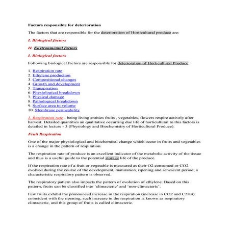 Factors responsible for deterioration