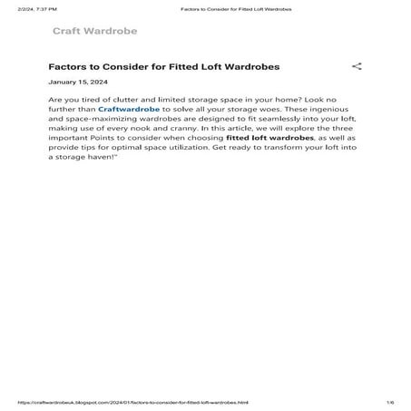 Factors to Consider for Fitted Loft Wardrobes.pdf