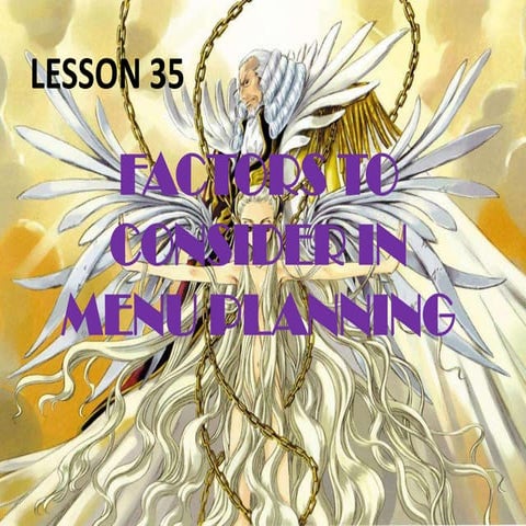 Factors to consider in menu planning