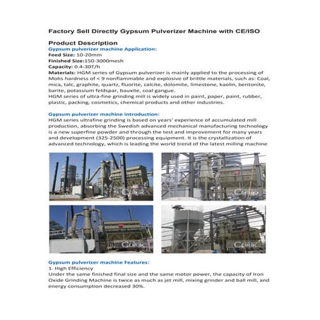 Factory sell directly gypsum pulverizer machine with ceiso