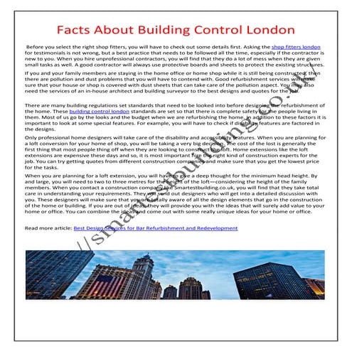 Facts about building control london