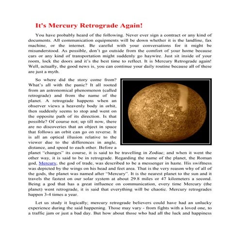 Facts about planet mercury