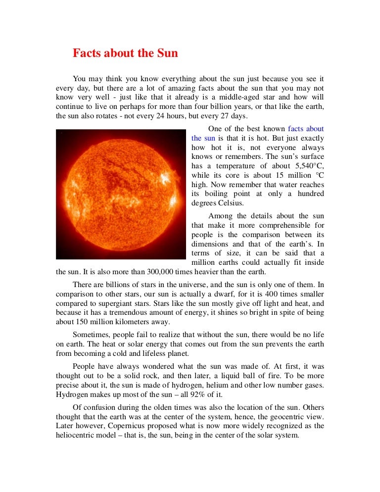Facts about the sun
