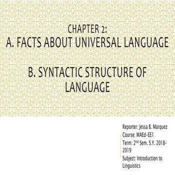 Facts about universal language