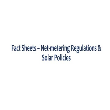 Fact Sheet - Solar Net Metering Regulations (India) 
