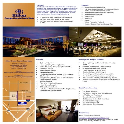 2009 Hilton Orange County/Costa Mesa Hotel Fact Sheet