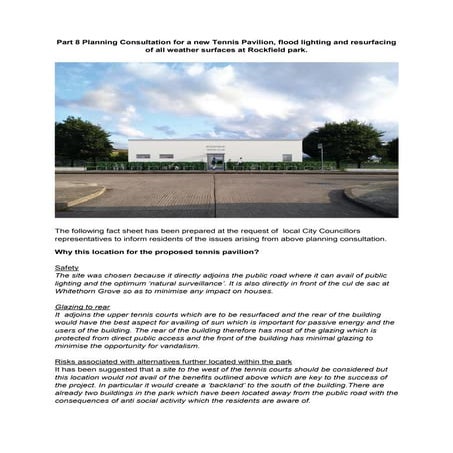 Fact sheet for rockfield tennis pavilion30 oct15