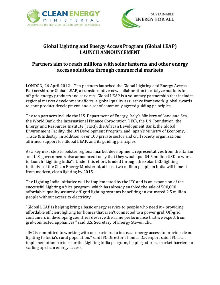 fact sheet on the global lighting and energy access partnership glob