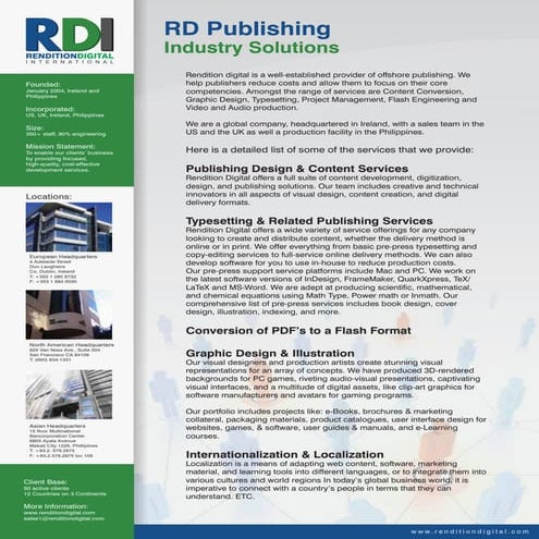 RDI Publishing Fact Sheet
