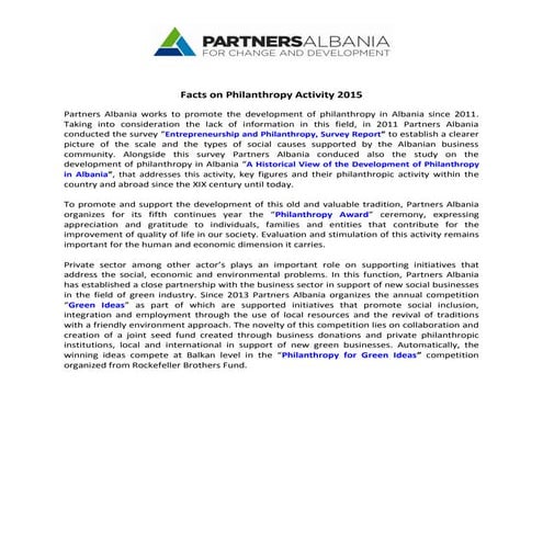 Facts on Philanthropy Activity 2015