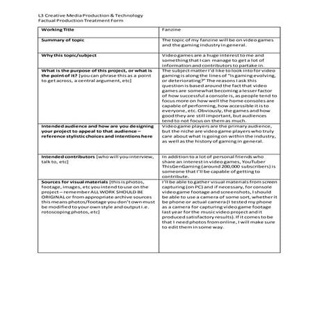 Factual project treatment form 2021