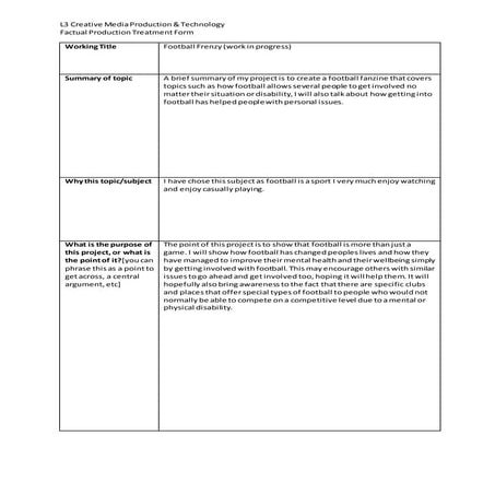 Factual project treatment form 2021