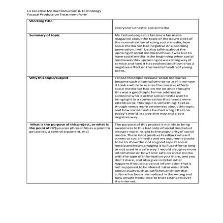 Factual project treatment form 2021