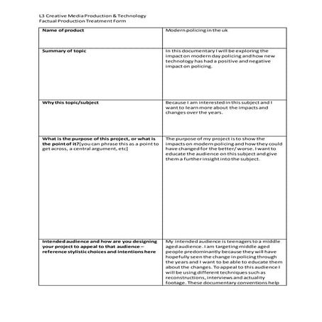 Factual project treatment form 2021