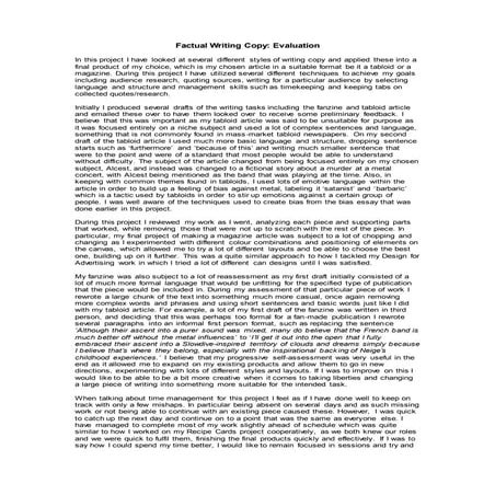 Factual writing copy evaluation