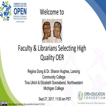 CCCOER: Faculty and Librarians Selecting High Quality OER Together