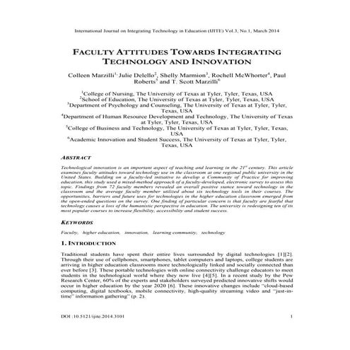 Faculty attitudes towards integrating technology and innovation