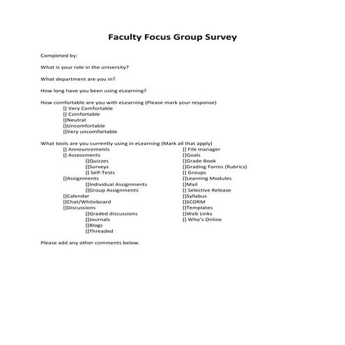 LMS - Faculty Focus Group Survey