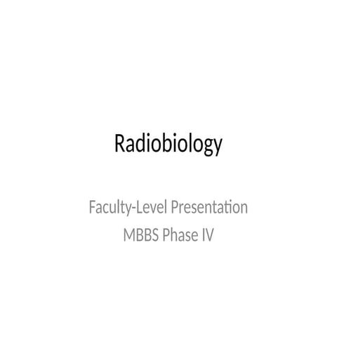 Comprehensive Radiobiology Overview for Medical Students: Mechanisms ...