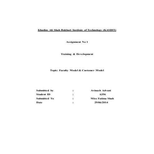 Faculty Model & Customer Model